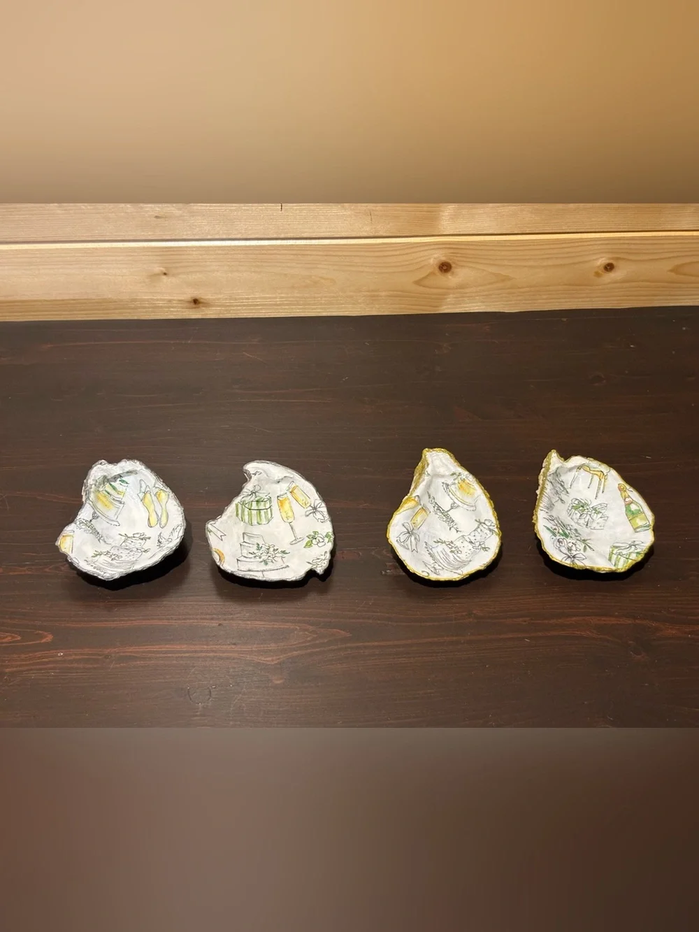 Wedding bridal theme handmade decoupage shells